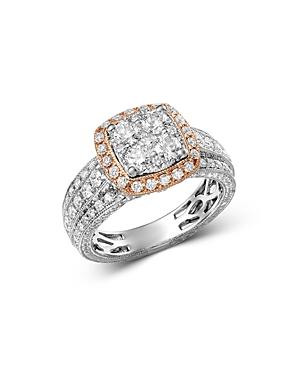 Bloomingdale's Diamond Halo Ring In 14k White & Rose Gold, 2.0 Ct. T.w. - 100% Exclusive