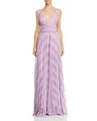Laundry By Shelli Segal Pleated Lace Gown