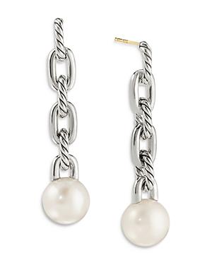 David Yurman Sterling Silver Dy Madison Cultured Freshwater Pearl Chain Drop Earrings