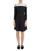 The Kooples Cold-shoulder Knit-and-lace Dress