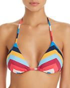 Shoshanna Mitered Triangle Rainbow Stripe Triangle Bikini Top