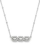 Diamond 3-stone Bar Necklace In 14k White Gold, .50 Ct. T.w.