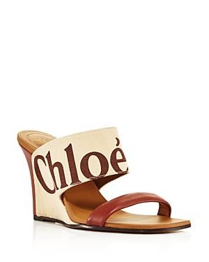 Chloe Women's Verena Leather & Canvas Logo Wedge Sandals