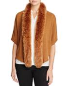 Magaschoni Fox Fur Trimmed Cashmere Cocoon Cardigan