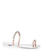 Giuseppe Zanotti Nuvorock Metallic Swarovski Crystal Toe Ring Slide Sandals