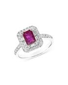 Bloomingdale's Ruby & Diamond Double Halo Ring In 14k White Gold - 100% Exclusive