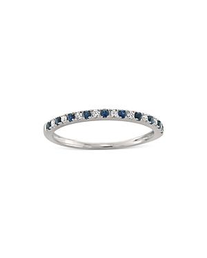 Unique Designs Diamond & Blue Sapphire Eternity Band In 14k White Gold (64% Off) - Comparable Value $1480
