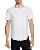Original Penguin Original Brushed Oxford Short Sleeve Button Down Shirt With Stripe Collar - 100% Bloomingdale's Exclusive