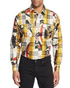 Burberry Chester Mixed-print Plaid Regular Fit Button-down Shirt