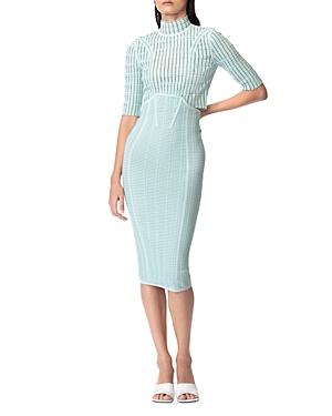 Herve Leger Shadow Stripe Mock Neck Crop Top