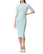 Herve Leger Shadow Stripe Mock Neck Crop Top