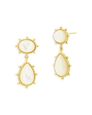 Freida Rothman Mother Of Pearl Drop Earrings In Gold Vermeil Sterling Silver