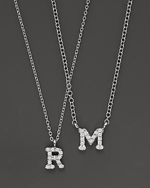 Meira T 14k White Gold Initial Necklace With Diamonds, .05 Ct. T.w.