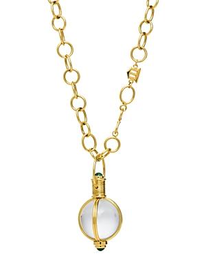 Temple St. Clair 18k Yellow Gold Emerald & Natural Rock Crystal Classic Round Amulet Pendant