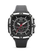 Brera Orologi Supersportivo Square Black Ionic-plated Stainless Steel Watch With Black Dial And Black Rubber Strap, 46mm