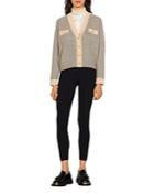 Sandro Jane Cable Knit Wool & Cashmere Cardigan