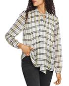 1.state Plaid Tie-neck Blouse
