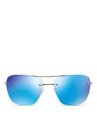 Prada Square Mirrored Rimless Sunglasses, 56mm