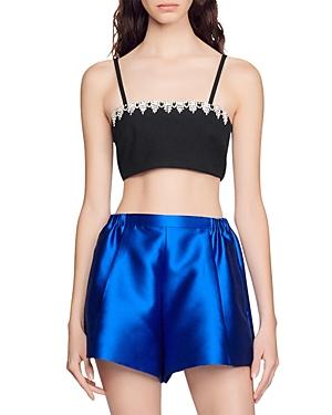 Sandro Manchester High Rise Satin Shorts