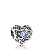 Pandora Charm - Sterling Silver & Crystal March Signature Heart