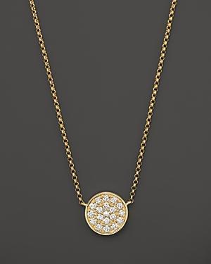Diamond Pave Disk Pendant In 14k Yellow Gold, .25 Ct. T.w.