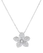 Bloomingdale's Pave Diamond Flower Pendant Necklace In 14k White Gold, 0.75 Ct. T.w. - 100% Exclusive