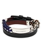 Alexander Mcqueen Double Wrap Multi Chain Leather Strap Bracelet