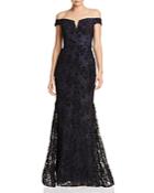 Aqua Off-the-shoulder Embellished Lace Gown - 100% Exclusive