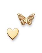 Zoe Chicco 14k Yellow Gold Itty Bitty Butterfly & Heart Stud Earrings
