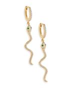 Adina's Jewels Pave Snake Drop Huggie Hoop Earrings