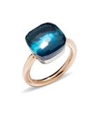 Pomellato Nudo Maxi Ring With London Blue Topaz In 18k Rose And White Gold