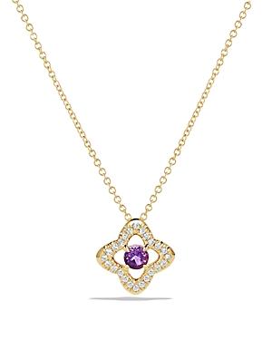David Yurman Venetian Quatrefoil Necklace With Amethyst And Diamonds In 18k Gold