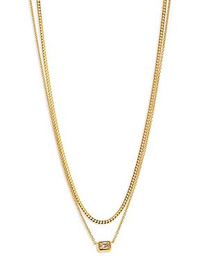 Nadri Golden Baguette Cubic Zirconia Layered Pendant Necklace, 15-17