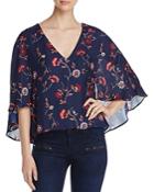 Cupcakes And Cashmere Anders Floral Print Flutter Sleeve Top