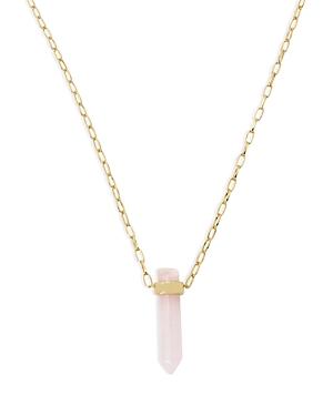 Allsaints Rose Quartz Long Pendant Necklace, 28-30