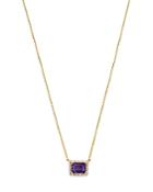 Bloomingdale's Emerald-cut Amethyst & Diamond Pendant Necklace In 14k Yellow Gold, 16 - 100% Exclusive