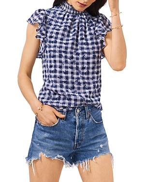 1.state Gingham Smocked Flutter Sleeve Top