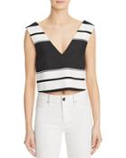 Kendall + Kylie Double V Stripe Crop Top