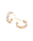 Suzanne Kalan 18k Rose Gold Diamond Baguette & Round Cluster Small Hoop Earrings
