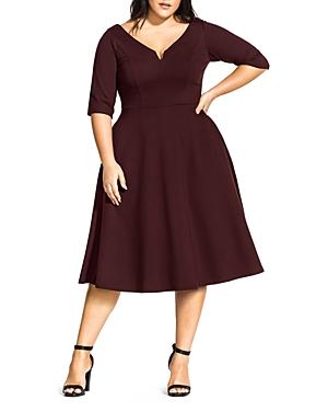 City Chic Plus V-neck Fit-and Flare Dress