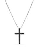 David Yurman Petite Pave Cross Necklace With Black Diamonds