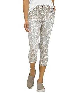 Hue Faded Python Print Denim Capri Leggings