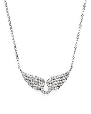 Diamond Wing Necklace In 14k White Gold, .30 Ct. T.w.