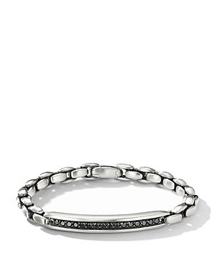 David Yurman Sterling Silver Chain Id Bracelet With Black Diamonds