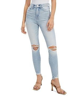 Good American Good Waist Distressed Jeans In Blue675