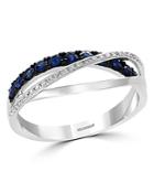 Bloomingdale's Sapphire & Diamond Crossover Ring In 14k White Gold- 100% Exclusive