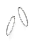 Diamond Inside Out Oval Hoop Earrings In 14k White Gold, 1.75 Ct. T.w. - 100% Exclusive