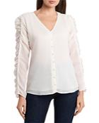 1.state Ruched Sleeve Button Front Top