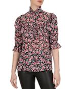The Kooples Candy Flowers Lurex Ruffle Blouse