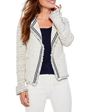 Nic+zoe Ribbon Trim Fringe Sweater Jacket